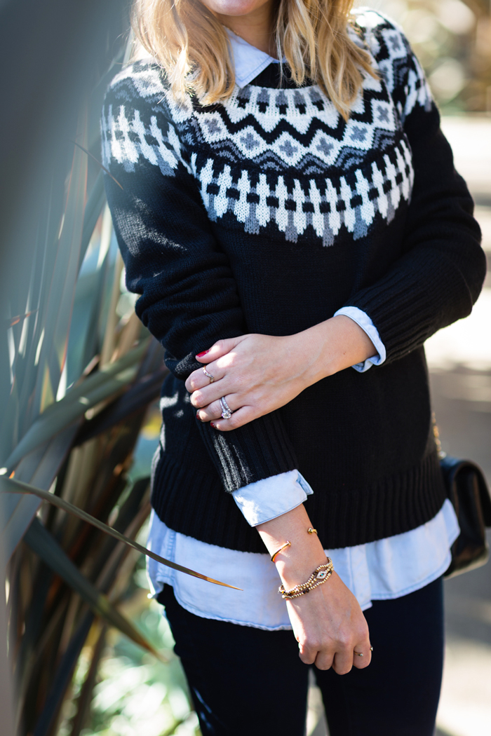 black-fairisle-sweater-and-chambray