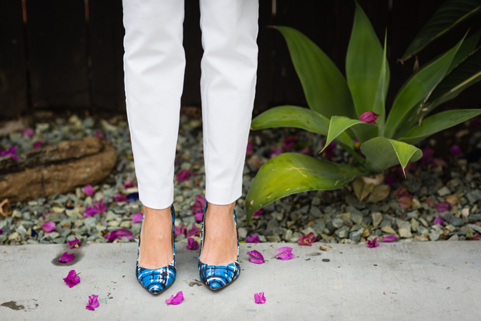 blue plaid heels