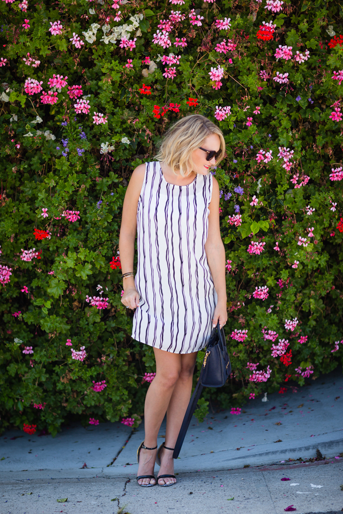 black heels and shift dress