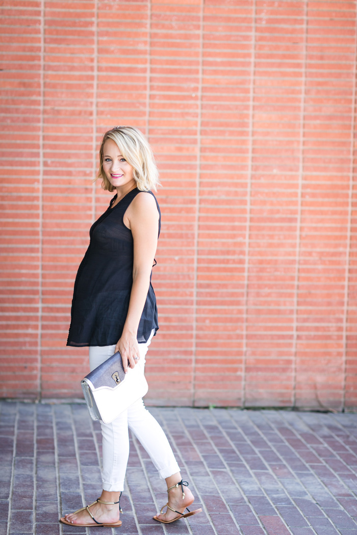 classic black and white maternity look
