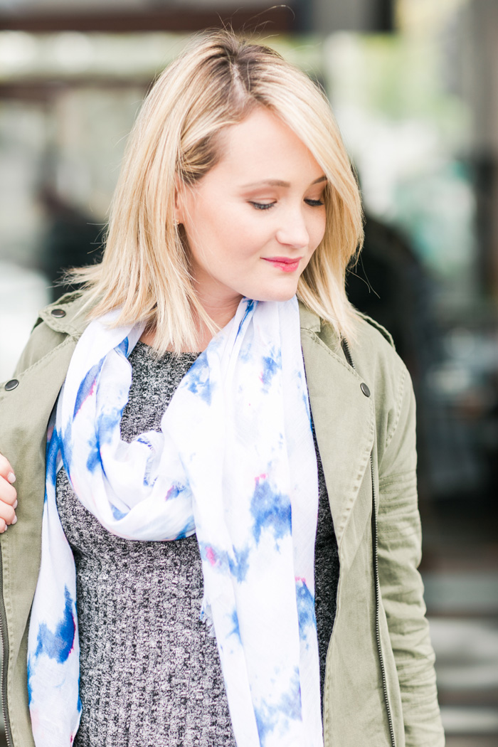 blue printed scarf