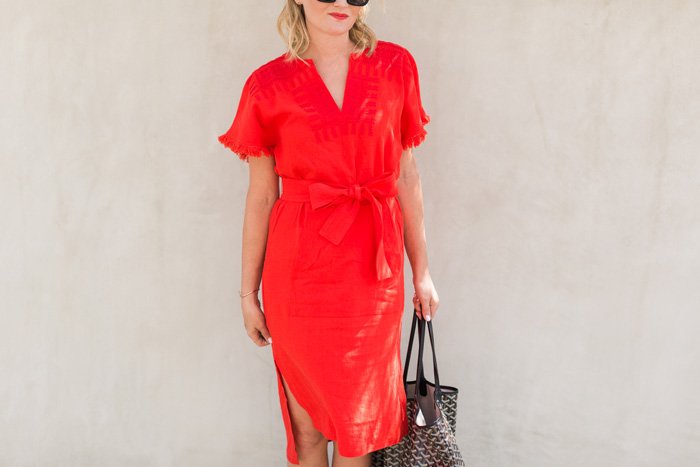 red fringe dress