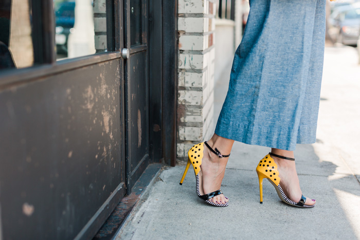 yellow polka dot heels