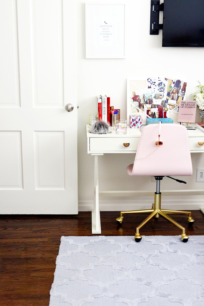 pink and gold office chair