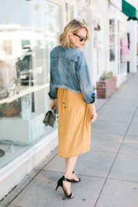 denim jacket and midi dress