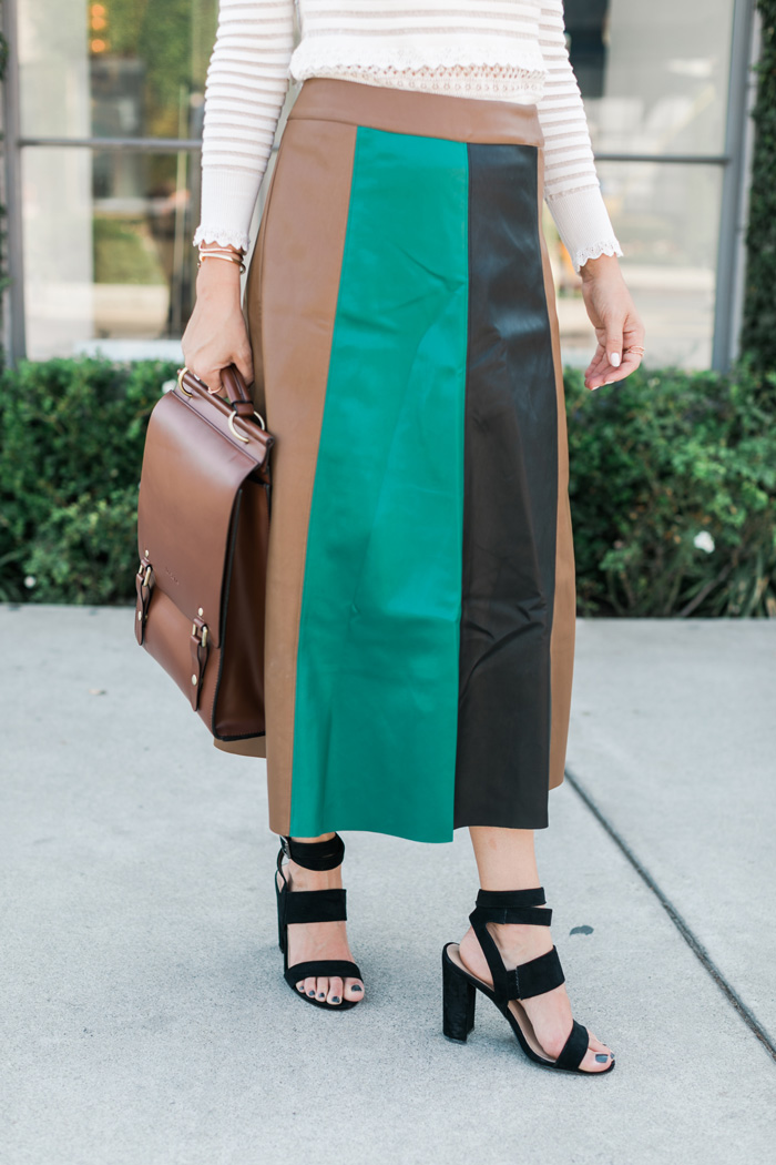 faux leather skirt with panels