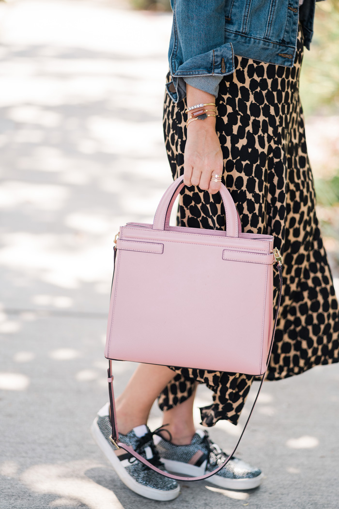 pink boxy handbag
